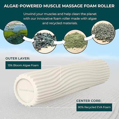 Oceanfoam Soft Tidal Roller (Natural) - Low Density Foam Roller for Physical Therapy, Back Pain, Exercise & Stretching - Wave Textured - Yoga, Athletics, & Wellness - Full Size, 20" x 5"