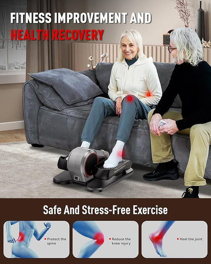 HARISON Under Desk Elliptical Machine for Seniors, Mini Elliptical with 12-Level Magnetic Resistance Adjustable, Bidirectional Motion, Pre-Assembled Low-Impact Leg Exerciser with Floor Mat