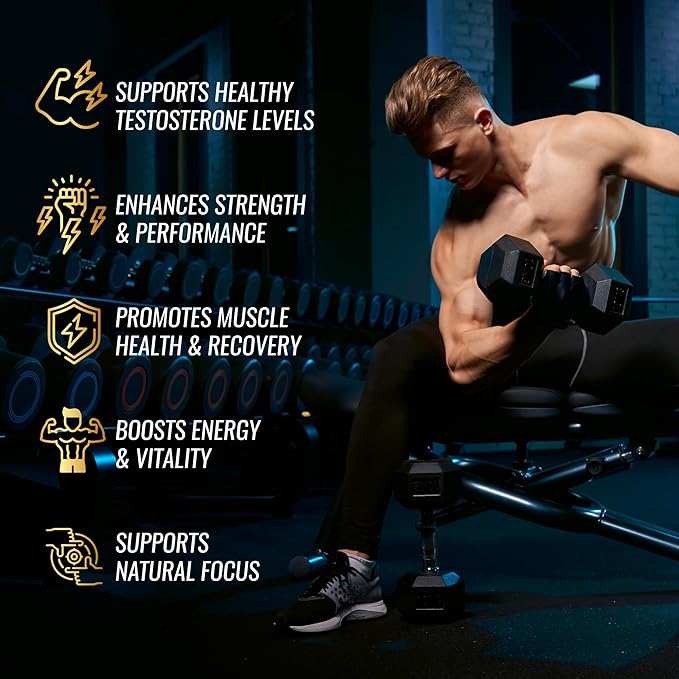 Testosterone Booster Supplement for Men - Natural Energy Enhancement Growth Builder Performance Enhancer - Muscle Building Gym Workout Sports Nutrition & Libido Enhancing Fast Acting Pills for Male