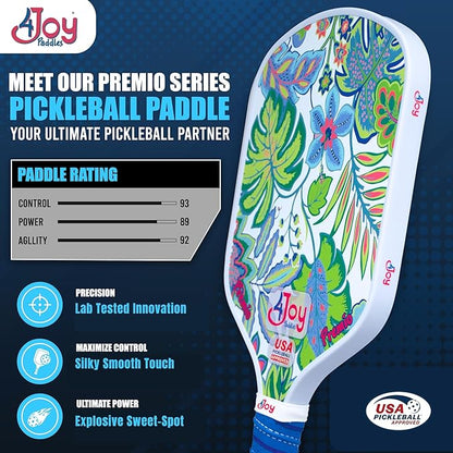 4Joy Pickleball Paddle Premio Series - Thermoformed Premium T700 Carbon Fiber Pickleball Paddless - Professional Pickleball Rackets for Women & Men - 16mm Honeycomb Core - USAP Approved