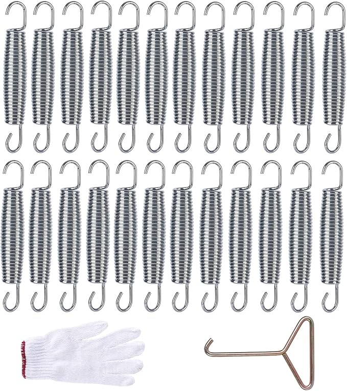 5.5inch/6.5inch/7inchTrampoline Springs Heavy Duty Stainless Steel Replacement Trampoline Replacement Parts, Weather-Resistant, Includes Tool and Gloves, Universal Trampolines Spring Tool