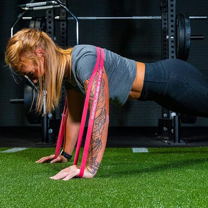 Serious Steel Fitness 32" Resistance Training Bands (Portable Exercise Band System Training Bands- Great for Individuals Under 5'10")