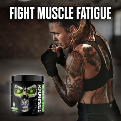 JNX SPORTS The Curse! Pre Workout Powder for Men & Women, Caffeine, Beta-Alanine, Creatine, L-Citrulline, 50 Servings, Green Apple Flavor ??Boost Energy, Strength & Focus
