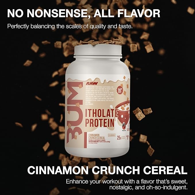 RAW Whey Isolate Protein Powder, Cinnamon Crunch (CBUM Itholate Protein) - 100% Grass-Fed Sports Nutrition Powder for Muscle Growth & Recovery - Low-Fat, Low Carb, Naturally Flavored - 25 Servings
