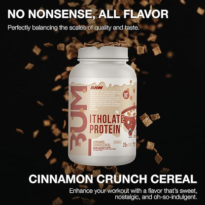 RAW Whey Isolate Protein Powder, Cinnamon Crunch (CBUM Itholate Protein) - 100% Grass-Fed Sports Nutrition Powder for Muscle Growth & Recovery - Low-Fat, Low Carb, Naturally Flavored - 25 Servings