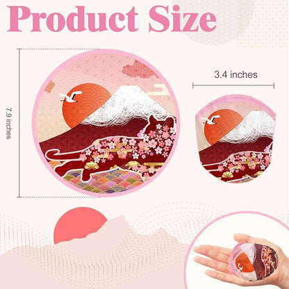 Mototo Foldable Flying Disc Fans, 30PCS Japanese Foldable Disc Fan 8 Inch Pop up Round Collapsible Hand Fan Bulk with Pouch for Women Purse Travel Beach Game Wedding Party Favor Decoration, 6 Style