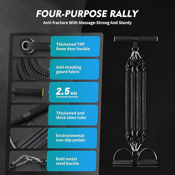 Adjustable Pedal Resistance Bands Set - Home Gym Equipment for Full-Body Workout, Elastic Exercise Bands with Handles for Waist Training, Arm & Leg Strength Building, Sit-Ups, and Pull Training