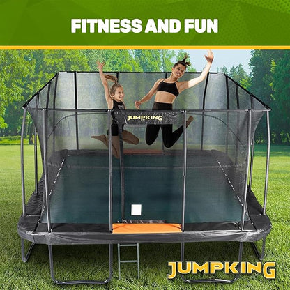 JumpKing Rectangle Trampoline Outdoor with Enclosure, Ladder, and Net, Large Recreational Trampoline for Kids and Adults, ASTM Compliant, Heavy Duty, Weather-Resistant, 1200LBS Capacity
