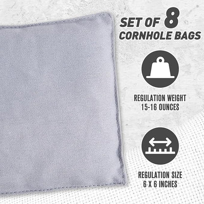 Cornhole Bags Set of 8 Regulation Corn Hole Bean Bags for Cornhole Game, Professional Weather Resistant Corn Hole Bags with Tote Bag