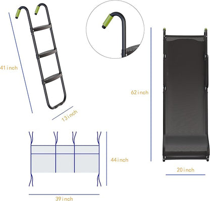 Universal Trampoline Slide 60" * 20" Slide with 2 Iron Plasticized Handles Buffer Bottom Wear-Resistant Fabric Safety Ladder for Kids and Toddle