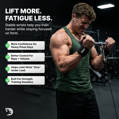 DMoose Wrist Straps for Weightlifting 12 and 18 Inches Thumb Loops with Wrist Support for Workouts