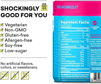 EBOOST POW Natural Pre Workout Powder ??20 Servings - Blue Raspberry - A PreWorkout Supplement for Performance, Joint Mobility Support, Energy - Men and Women - Non-GMO, Gluten-Free, No Creatine