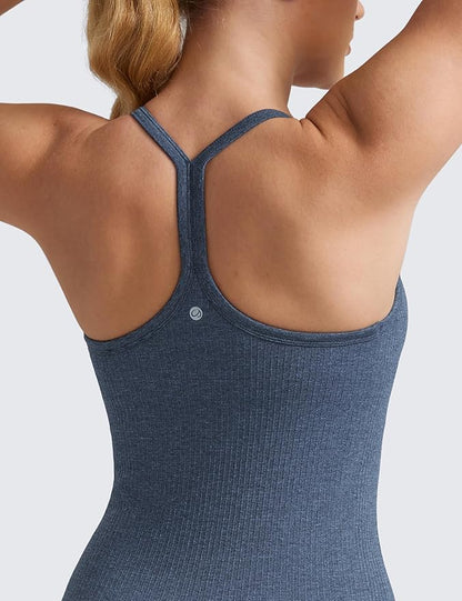 CRZ YOGA Seamless Workout Tank Tops for Women Racerback Athletic Camisole Sports Shirts with Built in Bra