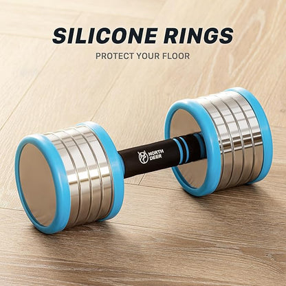 Northdeer V2.0 Upgraded Adjustable Steel Dumbbells 40LB / 60LB - 2 in 1 Dumbbell Barbell Set for Home Gym Workout - Compatible with V1.0 Dumbbells