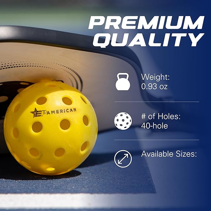 EP American Outdoor Pickleballs USAPA Approved | Made in USA with Durable Design | Tournament-Ready, High Performance | 40 Precision Holes for Balanced Flight, Consistent Spin