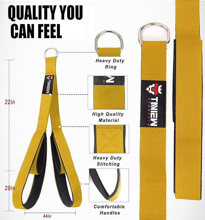 Tricep Rope Cable Attachment (Two Lengths Built in One) Greater Range of Motion,Tricep Pull Down Rope Extension Straps Cable Crossover Accessories