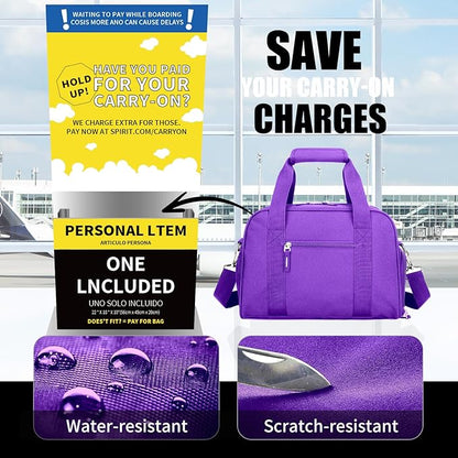 SeaRock 14 inch Small Gym Bag for Women & Men - Mini Duffle Bag Weekender & Overnight with Shoe Compartment Travel, Sports, Workout, for Purple
