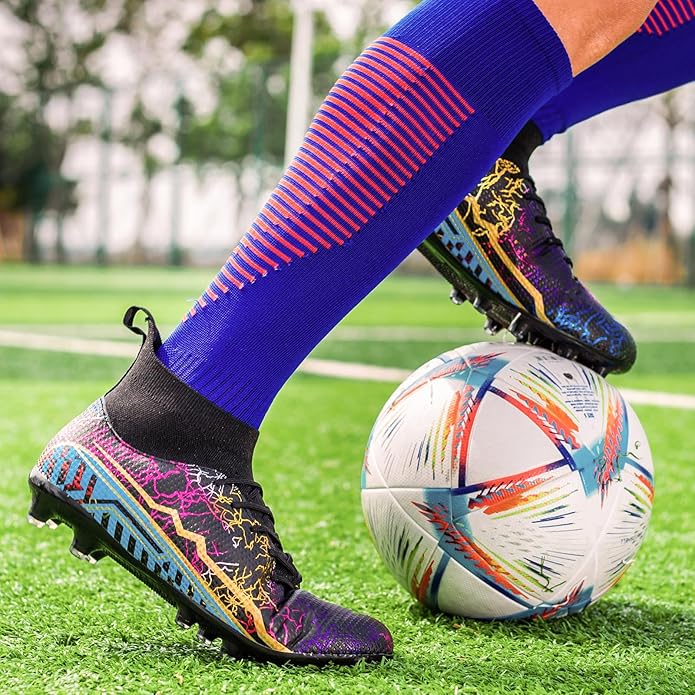 Soccer Cleats Mens Football Cleats Professional Soccer Shoes High-Tops Non-Slip Spikes for Big Boys Wide Training Sneaker