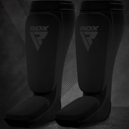 RDX Shin Guards Kickboxing Muay Thai, SATRA Approved, MMA Leg Instep Protection Pads, Sparring Training Martial Arts Boxing, Elasticated Padded Protector, Karate BJJ Taekwondo Gear, Men Women