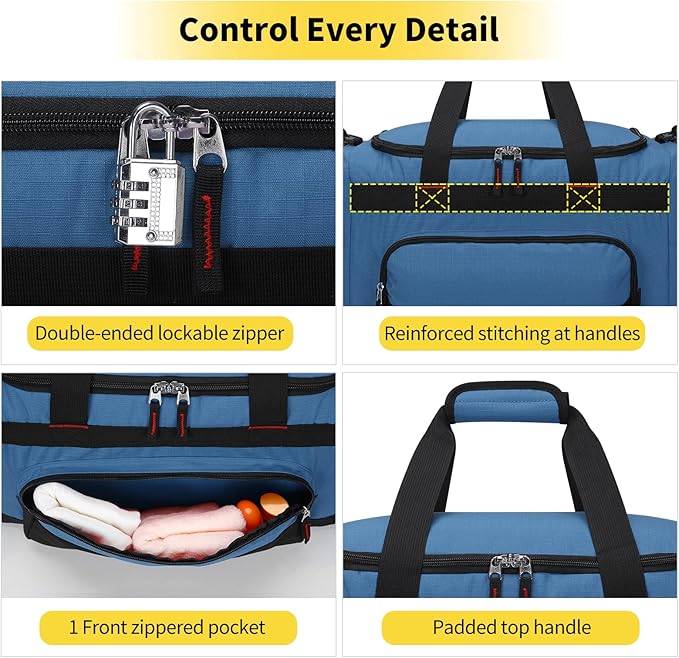 22 inch Gym Bag for Men - 55L Large Travel Duffle Bag Sports Equipment Bag with Multiple Zippered Pockets,Outdoor Workout Duffle Bag for Overnight Weekend - Blue