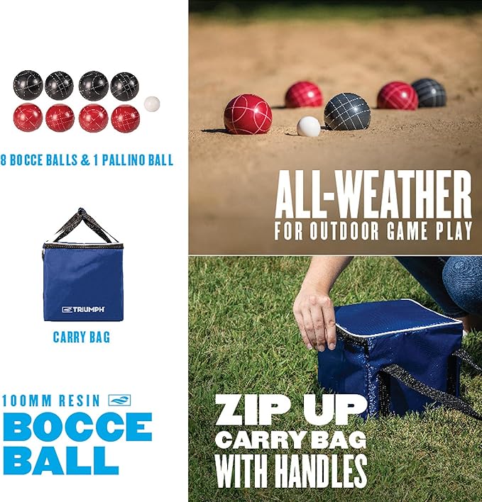 Triumph Sports Competition 100mm Resin Bocce Ball Outdoor Game Set with Carrying Bag for Easy Storage,Multi,One Size,35-7103-3