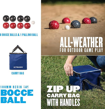 Triumph Sports Competition 100mm Resin Bocce Ball Outdoor Game Set with Carrying Bag for Easy Storage,Multi,One Size,35-7103-3