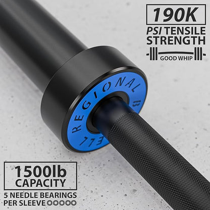 Synergee Regional Olympic 20kg Men’s and 15kg Women’s Hard Chrome & Black Phosphate Barbells. Rated 1500lbs for Weightlifting and Powerlifting.