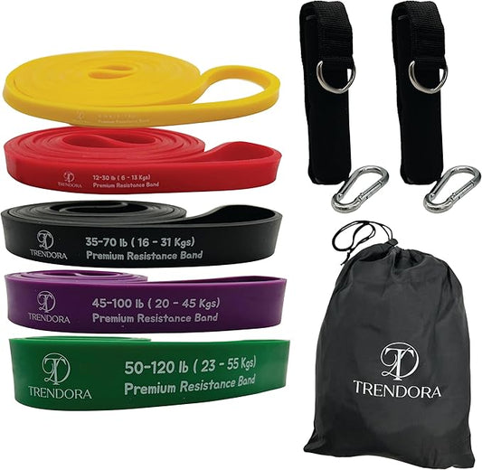 Premium Resistance Bands Set of 5, Exercise Bands, Workout Bands Set for Working Out with Handles for Men Women- Includes 2 Handles,2 Hooks,Storage Bags