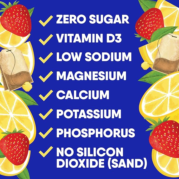 GoHydrate Instant Hydration Powder Packets - Low Sodium Electrolytes Drink Mix - Natural Hydration Support, Sugar Free Electrolyte Flavored Powder Drink with Vitamin D, 15 Packs, Lemonade Mixed