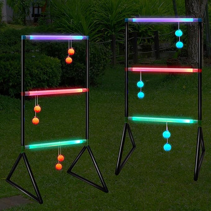 Sosation Light up Ladder Ball Set 6 Glow in The Dark Ball 2 LED Ladder Toss Outdoor Lawn Toss Game with Bag for Indoor Lawn Camping Beach Backyard Games