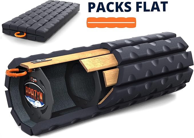 Morph Foam Roller (Bravo-Midnight) Collapsible Travel Foam Roller for Pain Relief, Workout Muscle Recovery, Back Massager, Deep Tissue Leg Massage, Back Cracker, Stretcher; Small, Portable