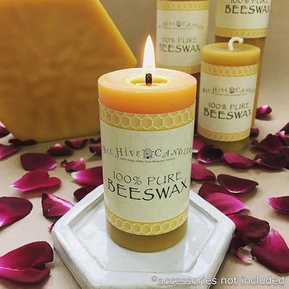 100% Pure Beeswax Pillar Candle (2" x 3" (3-Pack)) | Natural Beeswax Candles | Soy, Paraffin & Fragrance Free | Handmade in The USA
