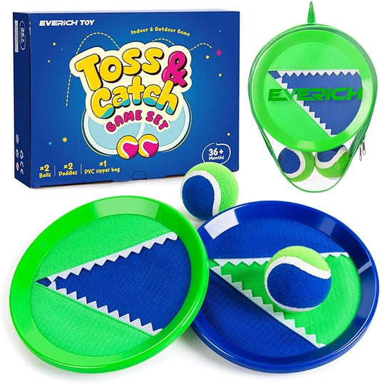 EVERICH Upgraded Toss and Catch Ball Game Set - Indoor and Outdoor Games for Kids 3-12, Beach Sand