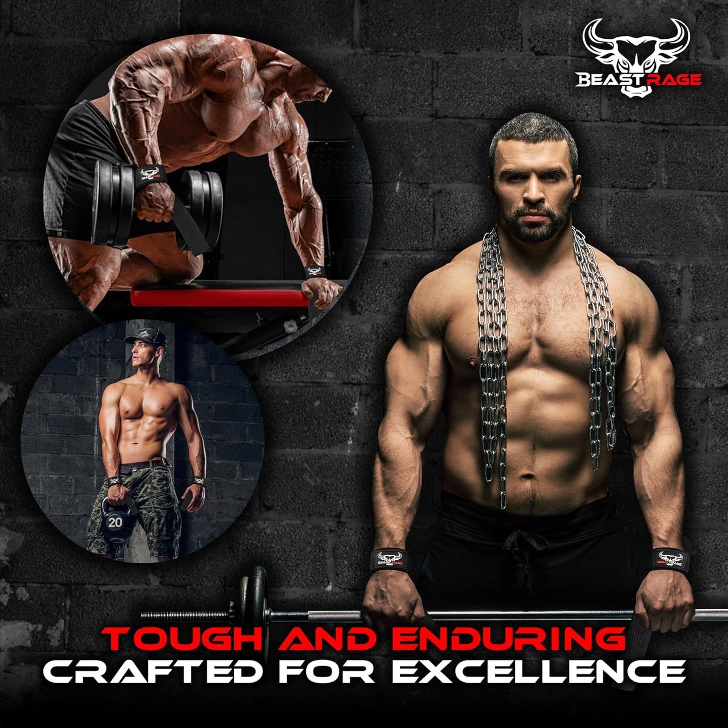BEAST RAGE Lifting Wrist Straps for Weightlifting, Straps Gym Grip Power Workouts Lifting Straps