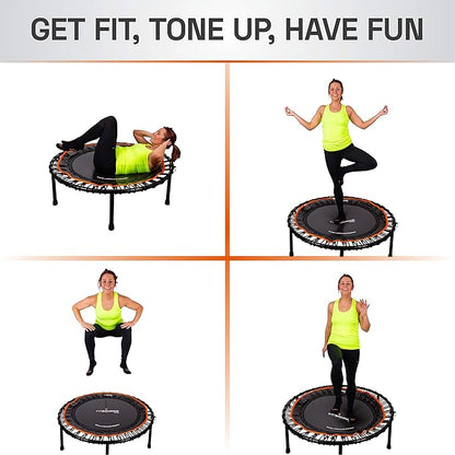 MXL FIT Bounce PRO Bungee Rebounder - Premium Indoor Mini Trampoline for Adults and Kids, Silent Low-Impact Bounce, Half-Folding with Foldable Steel Legs & Carry Bag