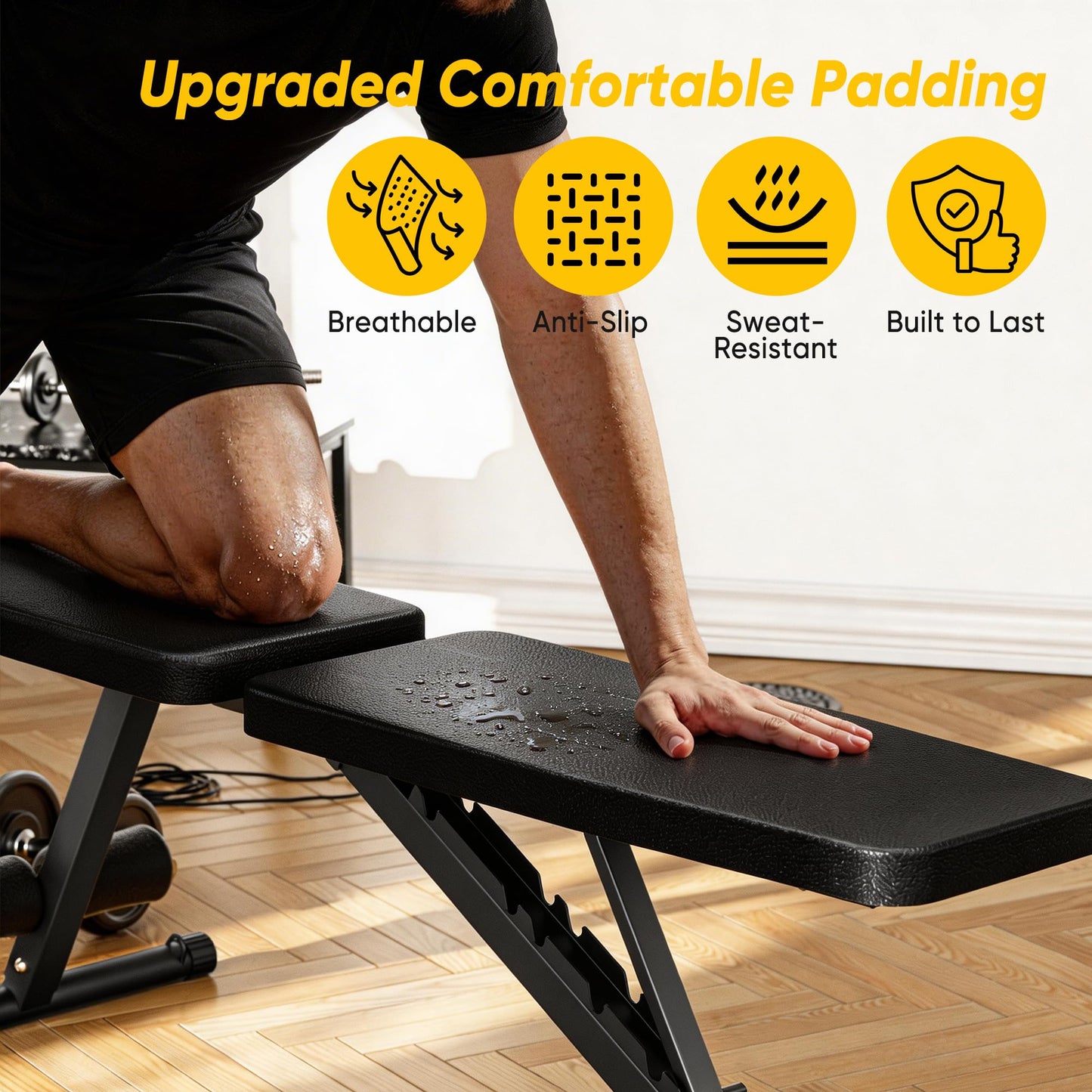 Adjustable Weight Bench for Home Gym, 600LBS Capacity Foldable Workout Bench with 7 Backrest