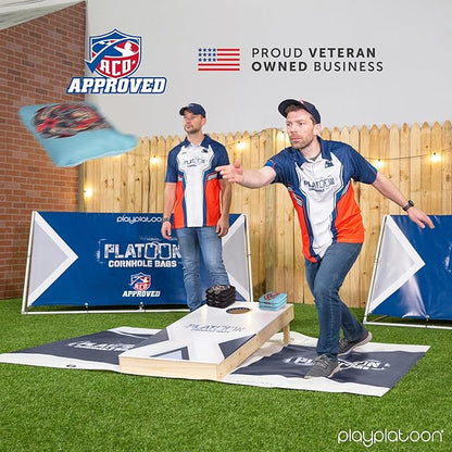 Play Platoon Cornhole Bags Set of 8 Regulation Professional Corn Hole Bean Bags ACO Approved, Competition Weight, Slick and Stick