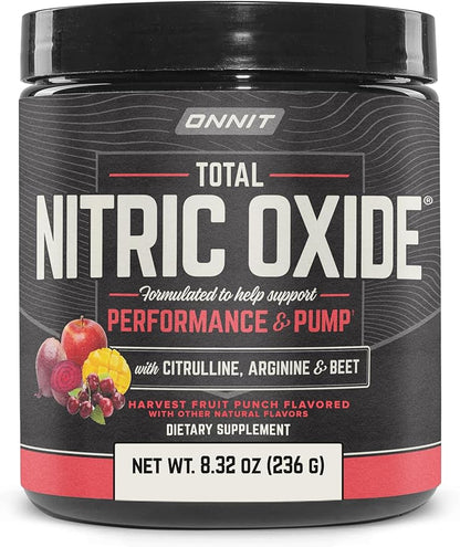 ONNIT Total Nitric Oxide Exercise Performance Powder, Harvest Fruit Punch Flavor, Caffeine-Free Dietary Supplement to Support Muscle Growth and Recovery with NO3-T Arginine Nitrate, 20 Servings