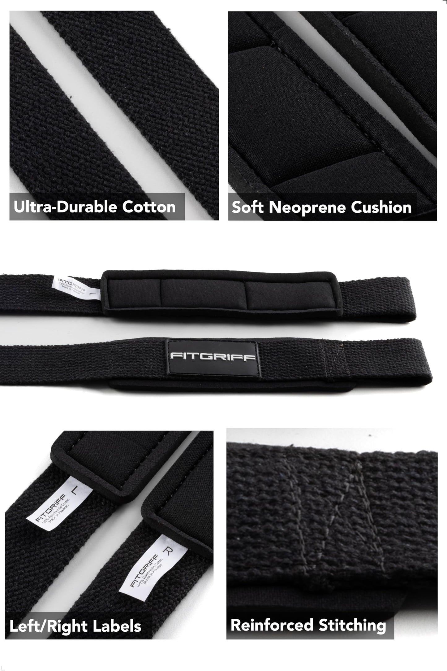 Fitgriff® Lifting Wrist Straps for Weightlifting, Gym, Deadlift, Workout (Made of Premium Cotton &
