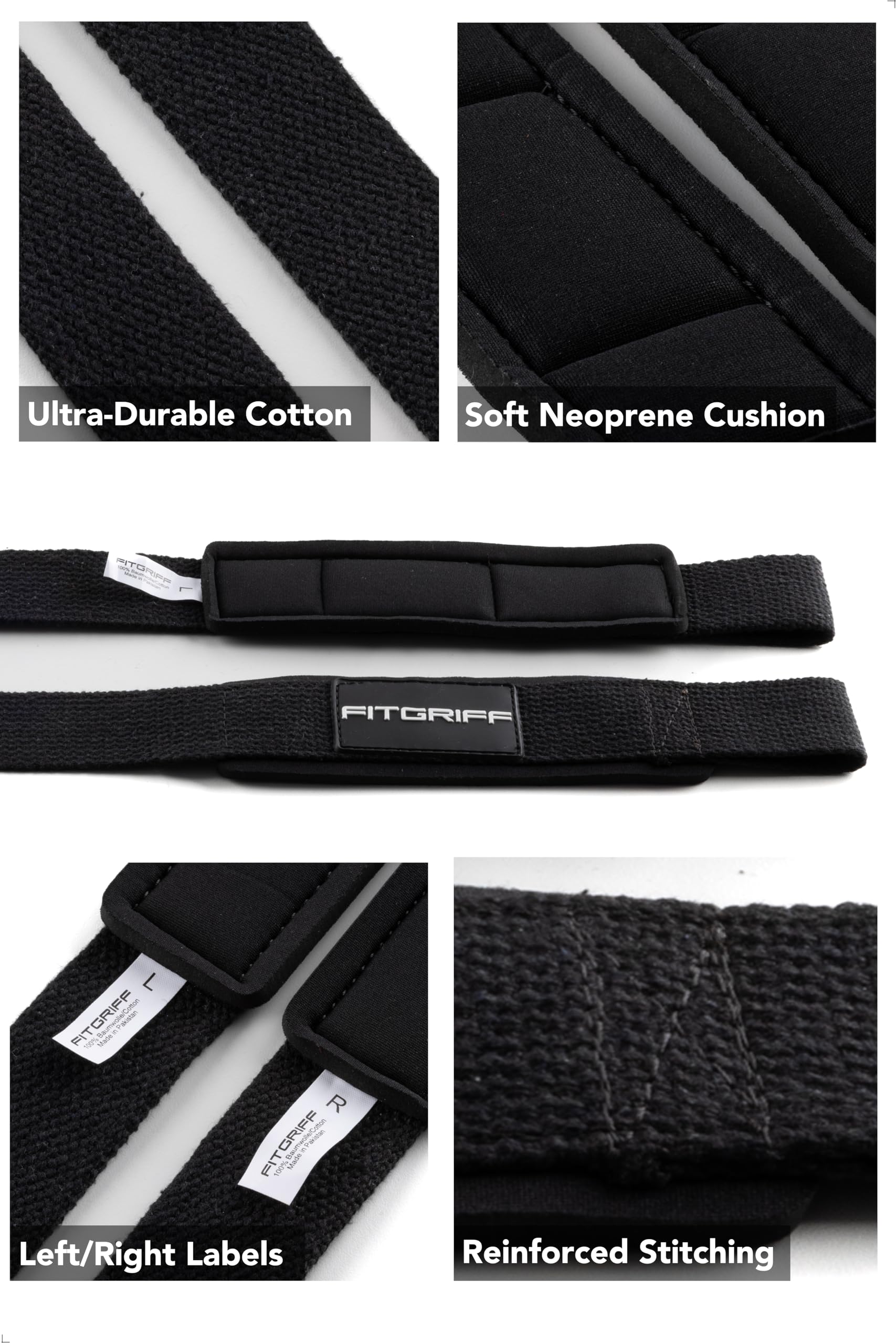 Fitgriff® Lifting Wrist Straps for Weightlifting, Gym, Deadlift, Workout (Made of Premium Cotton &
