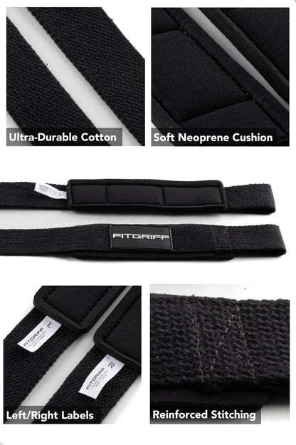 Fitgriff® Lifting Wrist Straps for Weightlifting, Gym, Deadlift, Workout (Made of Premium Cotton &