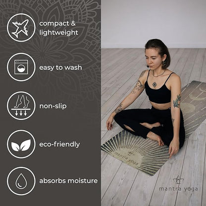 Mantra Yoga Travel PRO 1.5mm - Foldable Fitness & Exercise Mat with Bag | Lightweight, Compact & Eco-Friendly | Non-Slip & Washable | For All Types of Yoga | 72" L x 24" W | 2.6 lbs