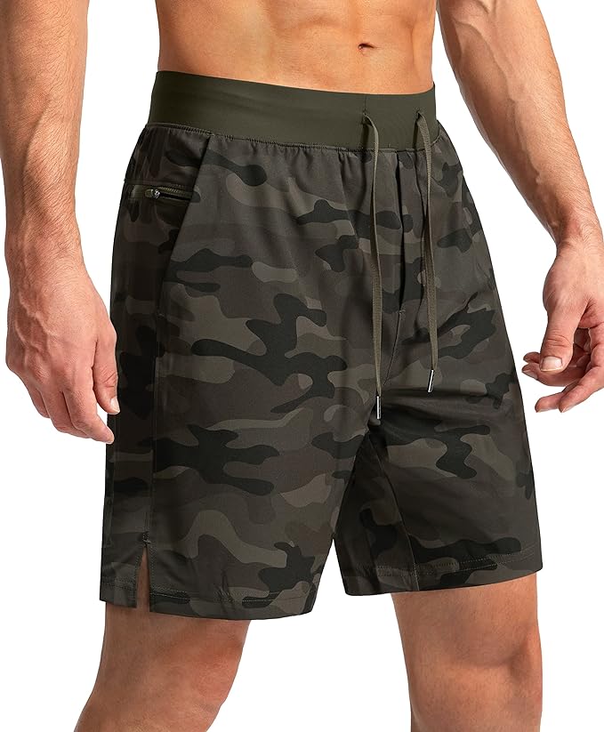 Men's Running Shorts with Zipper Pockets 9 Inch/ 7 Inch / 5 Inch Lightweight Quick Dry Gym Workout Athletic Shorts for Men(7 inch)