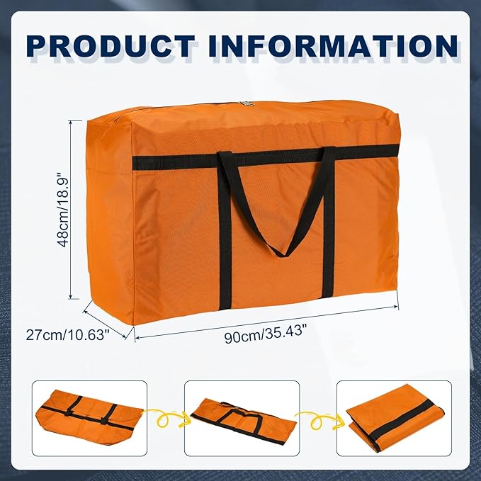 Extra Large Duffle Bag, 35 x 19 x 11 in Travel Big Duffle Bag with Zipper Handle Storage Foldable Waterproof Lightweight Bag for Women Men Travel Moving Camping (Orange)