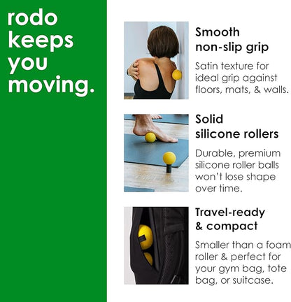 Rodo 2-in-1 Soft Peanut & Lacrosse Ball Roller | Deep Tissue Massage Tool for Fascia, Plantar Fasciitis, HIPS & Back | Mobility & Recovery Roller | Compact, Travel-Friendly, Pilates, Therapy Ready