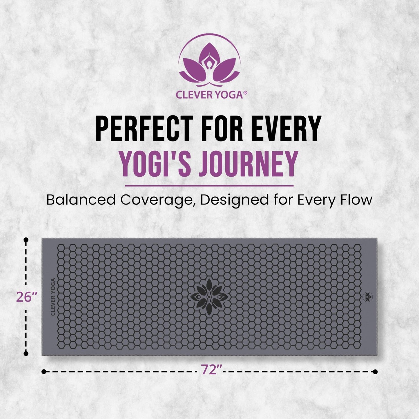 Clever Yoga Hot Yoga Mat Towel – Non-Slip Grip for Hot Yoga, Sweat Absorbent, Honeycomb Silicone