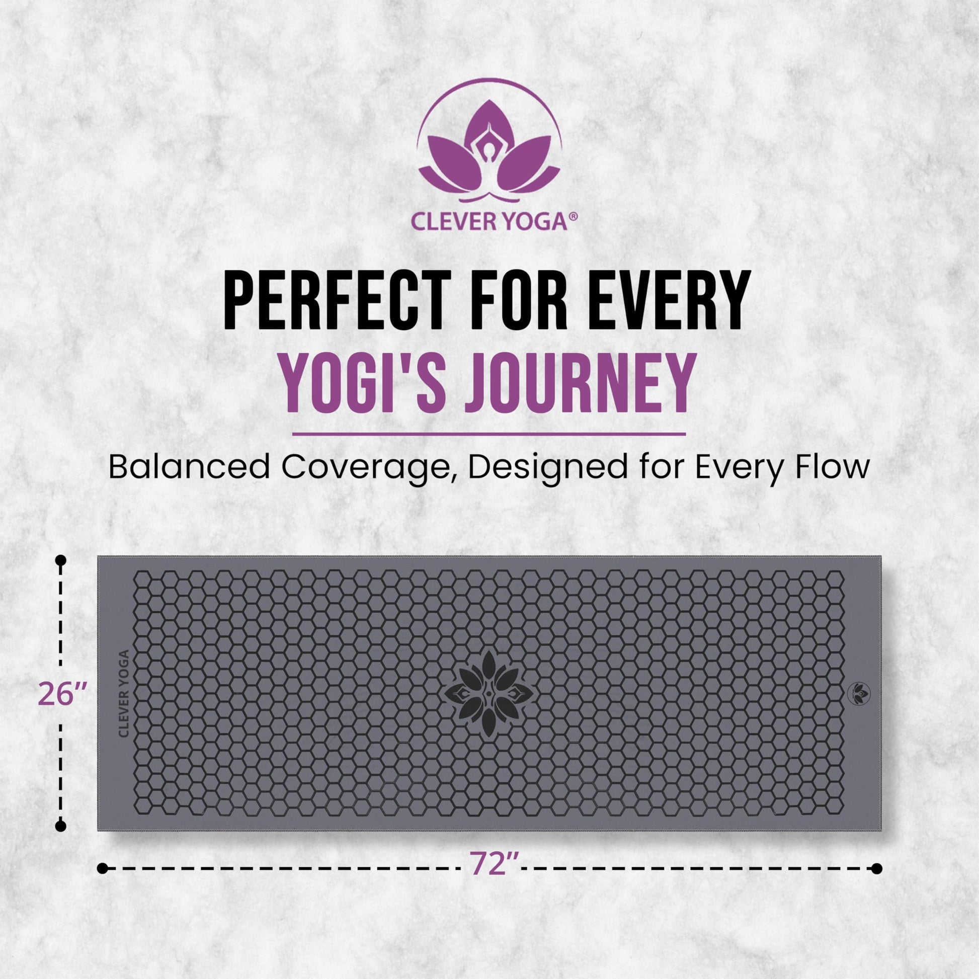 Clever Yoga Hot Yoga Mat Towel – Non-Slip Grip for Hot Yoga, Sweat Absorbent, Honeycomb Silicone