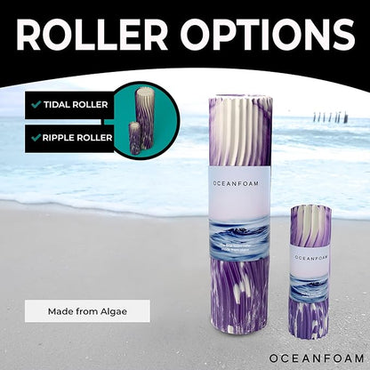 Oceanfoam Tidal Roller - Purple Marbled - Muscle Massage Foam Roller for Back Pain & Stretching - Firm and Ergonomic Wide Wave Textured - Yoga, Athletics, & Wellness - Full Size, 20" x 5"