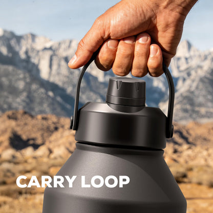 POWCAN 64 oz Insulated Water Bottle for Sports: 2-in-1 Straw & Spout Lid, Leakproof, Carrier Bag