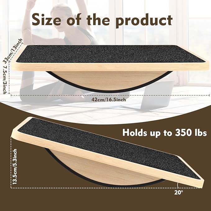 Balance Board for Adults-Anti-Slip Wobble Slant Board for Physical Therapy,Office Balance Beam,Core Strength Trainer-Wooden Rocker Board